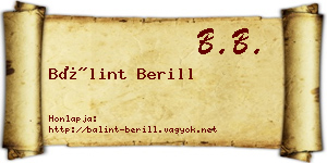 Bálint Berill névjegykártya