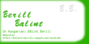berill balint business card