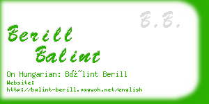 berill balint business card